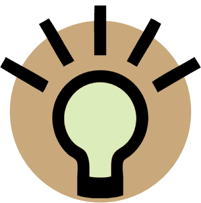 A light bulb is shown in the middle of a circle.