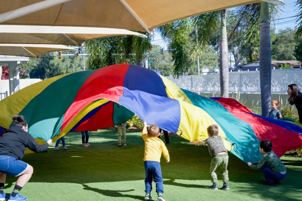 Preschoolers playing on playground